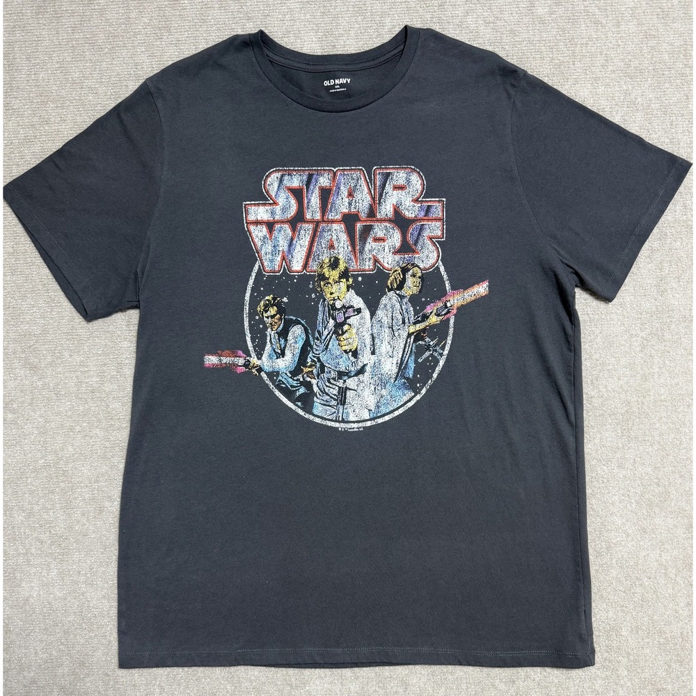 Star Wars Shirt Mens 2XL‎ Black Old Navy Graphic Movie Tee Crewneck Sci-Fi